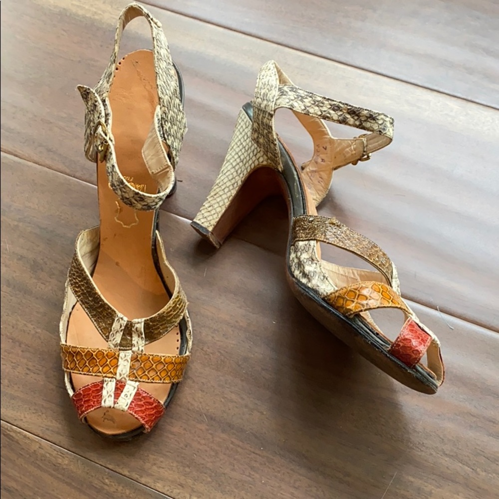 Vintage | Snakeskin strappy heels 🐍